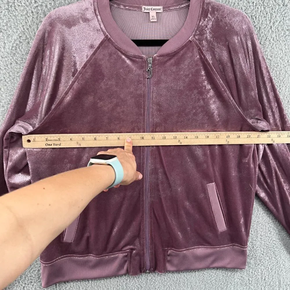 VTG Y2K Juicy Couture Lilac Shimmer Zip Up Velour Track Jacket